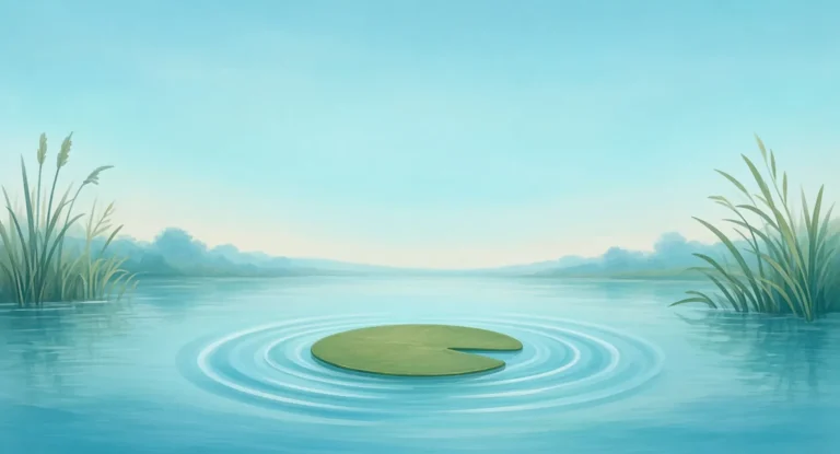 Illustration of a calm pond with gentle ripples settling