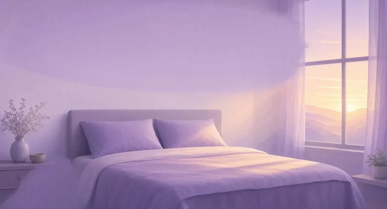 Illustration of dawn light through a bedroom window falling on a neatly made bed